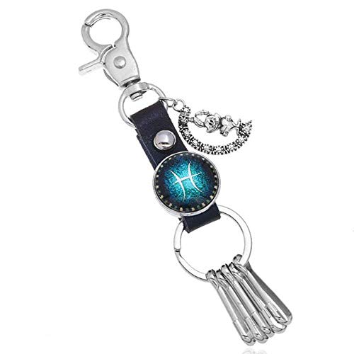 Llavero Mujer Piscis Tauro Virgo Llavero Cuero Aleación De Zinc Sagitario Llavero Signos del Zodiaco Llaveros Tauro