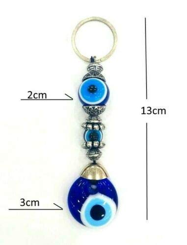 Llavero Nazar Boncuk Anahtarlık con perlas de cristal, hecho a mano, ojo turco, ojo azul turco, ojos Evil (modelo: 1)
