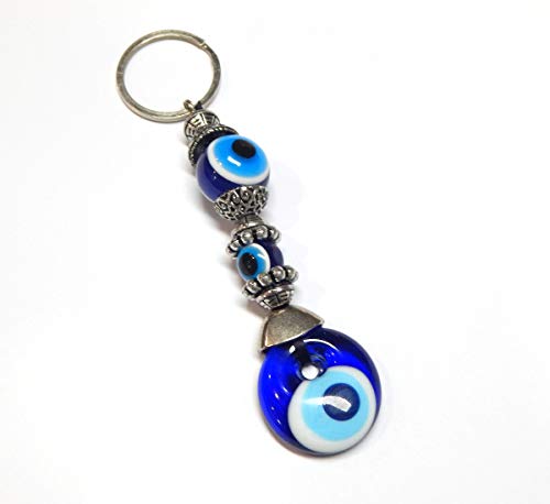 Llavero Nazar Boncuk Anahtarlık con perlas de cristal, hecho a mano, ojo turco, ojo azul turco, ojos Evil (modelo: 1)