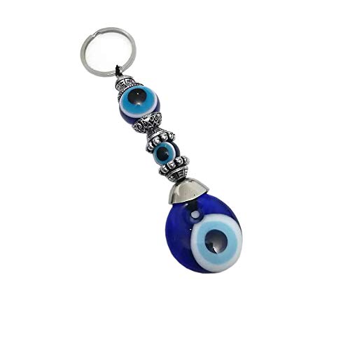 Llavero Nazar Boncuk Anahtarlık con perlas de cristal, hecho a mano, ojo turco, ojo azul turco, ojos Evil (modelo: 1)