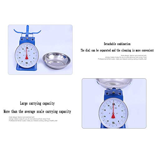 LLDKA Escala de 30 kg de línea balanzas domésticas multifuncionales precisas, Escalas Peeling mecánico, Recipiente de Acero Inoxidable, Muelle mecánico balanza de Cocina,20kg