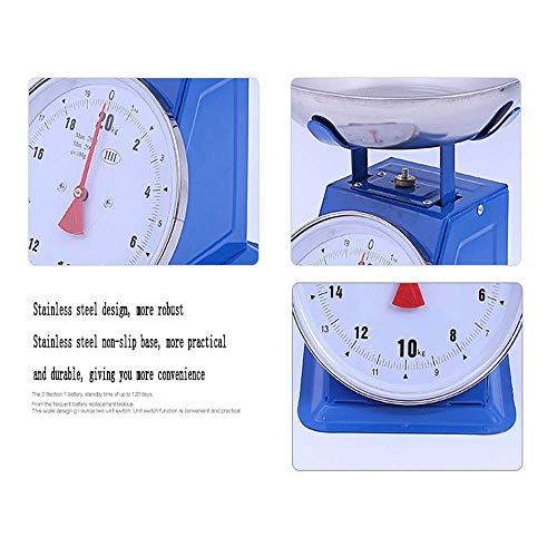 LLDKA Escala de 30 kg de línea balanzas domésticas multifuncionales precisas, Escalas Peeling mecánico, Recipiente de Acero Inoxidable, Muelle mecánico balanza de Cocina,20kg