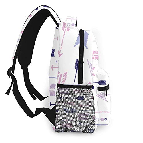 LNLN Mochila de mochileroPurple Pink Tribal Arrows Print Lightweight Backpacks Casual School Bags Daypacks