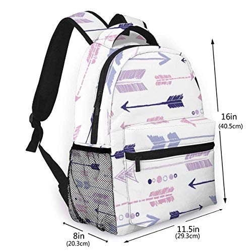 LNLN Mochila de mochileroPurple Pink Tribal Arrows Print Lightweight Backpacks Casual School Bags Daypacks