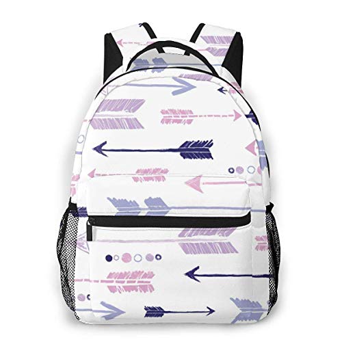 LNLN Mochila de mochileroPurple Pink Tribal Arrows Print Lightweight Backpacks Casual School Bags Daypacks