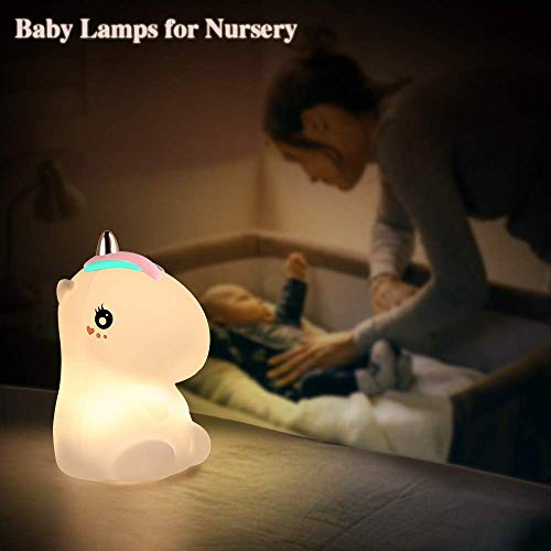 LOBKIN Luces de Noche para niños, Regalos de Unicornio para niñas, Juguetes para niños de 2 3 4 5 6 7 8 años, luz de Noche Linda de Unicornio para guardería de Navidad (Unicornio-Blanco)