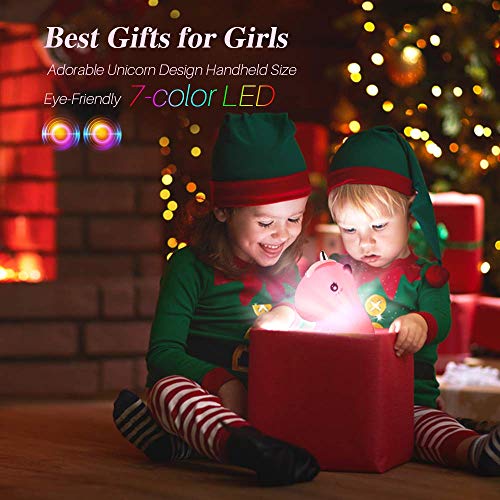 LOBKIN Luces de Noche para niños, Regalos de Unicornio para niñas, Juguetes para niños de 2 3 4 5 6 7 8 años, luz de Noche Linda de Unicornio para guardería de Navidad (Unicornio-Blanco)