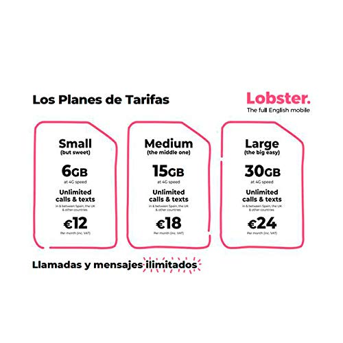 Lobster Tarjeta SIM prepago Llamadas y SMS ilimitados - 4G - Cobertura Movistar - Requiere IDENTIFICACIÓN + Tarjeta BANCARIA