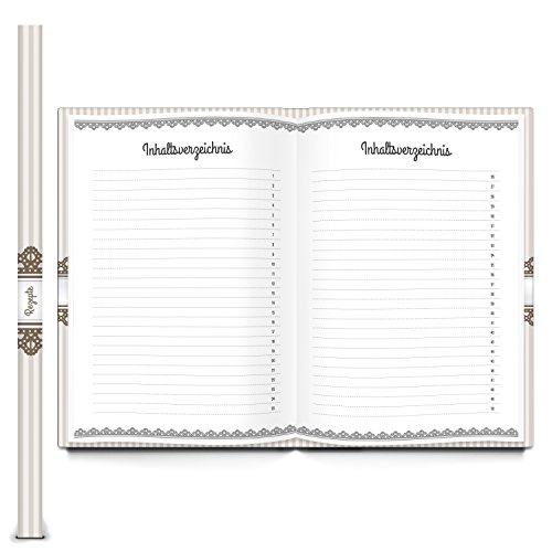 Logbuch-Verlag - Libro de recetas para escribir usted mismo con y sin esquinas metálicas - blanco y gris a rayas y diseño de tabla de madera, color blanco y gris a rayas ohne Metallecken