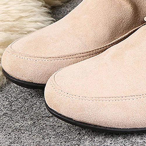 Logobeing Zapatos Mujer Botines Mujer Tacon Medio Planos Invierno Alto Botas de Mujer Casual Plataforma Nieve Ante Altas Botas de Cordones Seguridad Zapatillas-Botas(41,Beige)