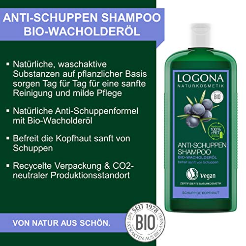 logona Natural cosmético Anti de caseta de champú Bio wacholderöl, RMS contra Cobertizos & neubildung, Calma & irritados Seca de Piel, con Bio de extractos de Plantas, 250 ml