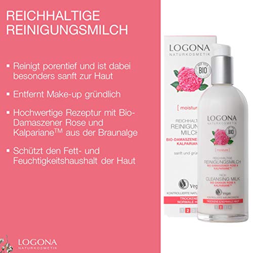 logona Natural cosmético Reich haltige Leche limpiadora, limpia porentief & es especialmente suavemente, la piel Vegano), 125 ml