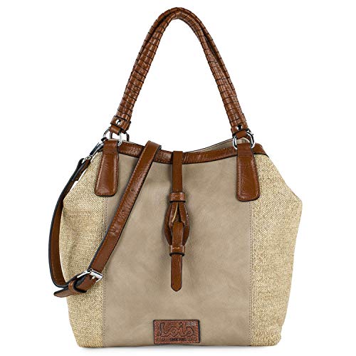 Lois - Bolso de Mano Tipo Shopping con Baldolera Ajustable y Desmontable de Lois de la Nueva Colección Blainville Ideal para Uso Diario Diseño Safari. 307481, Color Beige