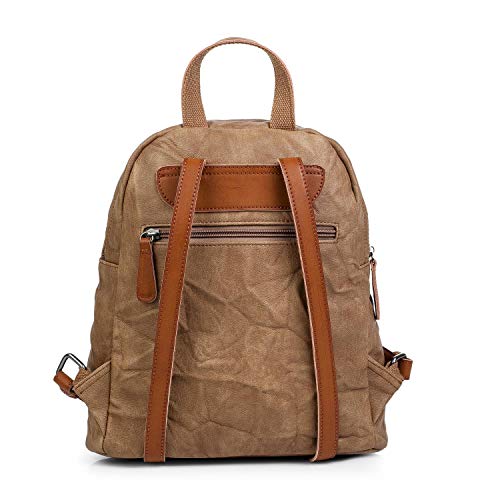 Lois - Mochila Pequeña de Mujer de Diseño. Cuero PU Estampado y Fruncido. para Diario Paseo o Viaje. Resistente Fuerte Práctica y de Calidad. Estilo Casual. Marca y Moda. 303099, Color Beige