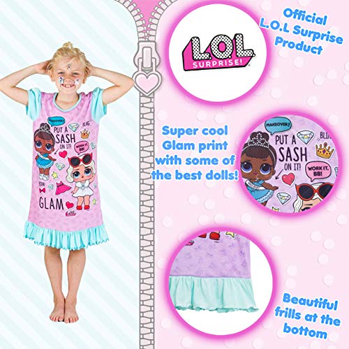 L.O.L Surprise ! Camisones de camisón o camisón de Confeti Pop Vestidos de camisón para niñas Lil Lencería escandalosa Littles (4/5 años, Púrpura)