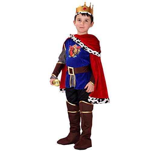 LOLANTA 7PCS Niño Medieval Príncipe Rey Disfraz Niño Halloween Príncipe Cosplay (5-6 años)