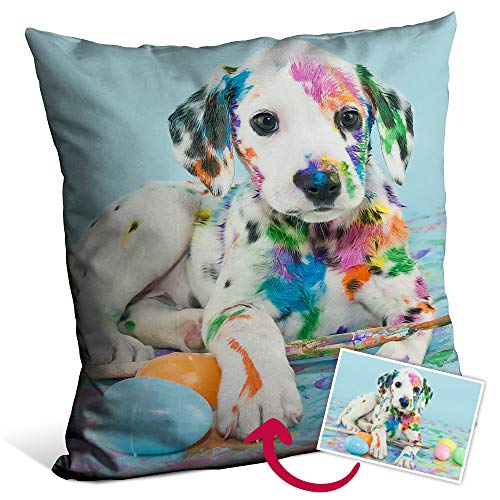 LolaPix Cojin Personalizado con Foto. Regalos Personalizados con Foto. Impresión Total por Las 2 Caras hasta la Costura. Relleno Incluido. Varios Tamaños. 35X35