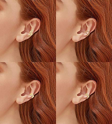 LOLIAS 14 Pares Clips Orejas para Mujeres Niñas No Piercing Pendientes Aro de Oreja sin Perforación Puños de Oreja Clips de Cartílago14 Estilos Variados