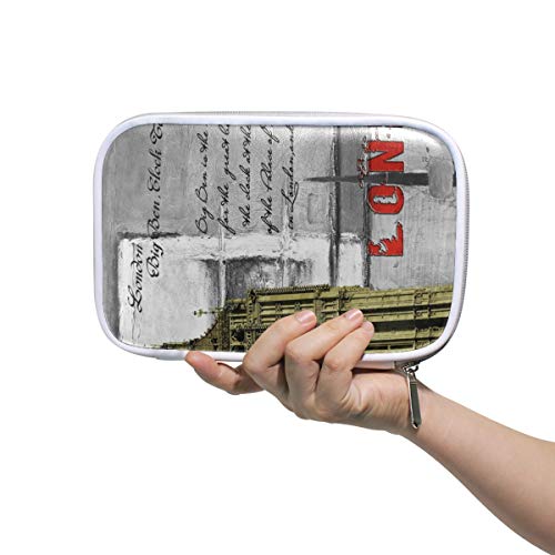 Londres Big Ben Escritura a mano Múltiples grandes de cuero Lápiz Bolso Bolsas Estuche Cosmético de viaje Billetera con pasaporte