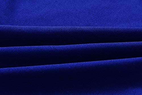 Longwu Mujeres Casual Elegante Cintura Alta Mono de Manga Corta Pantalones de Pierna Ancha Ocasionales Mamelucos Sueltos con cinturón Azul Real-S