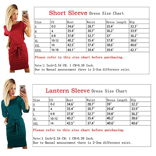 Longwu Vestido de Manga Corta Elegante de Las Mujeres para Trabajar el Vestido Ocasional del lápiz con la Correa Negro-L