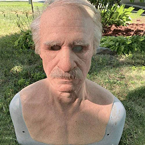 LOPP Another me-The Elder Old Man Headgear for Masquerade, Skin-Safe Latex Halloween Realistic Headgear Decor, Male Disguise Halloween Fancy Dress Head Mask, Human Wrinkle Scary Hat
