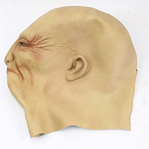 LOPP Another me-The Elder Old Man Headgear for Masquerade, Skin-Safe Latex Halloween Realistic Headgear Decor, Male Disguise Halloween Fancy Dress Head Mask, Human Wrinkle Scary Hat