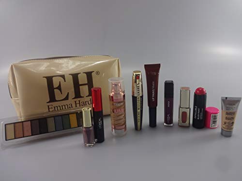 L'Oreal Beauty Blockbuster - Caja de regalo de maquillaje, 10 piezas L'Oreal maquillaje productos en caja de regalo + base gratis + bolsa de maquillaje de Emma Hardie