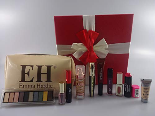 L'Oreal Beauty Blockbuster - Caja de regalo de maquillaje, 10 piezas L'Oreal maquillaje productos en caja de regalo + base gratis + bolsa de maquillaje de Emma Hardie