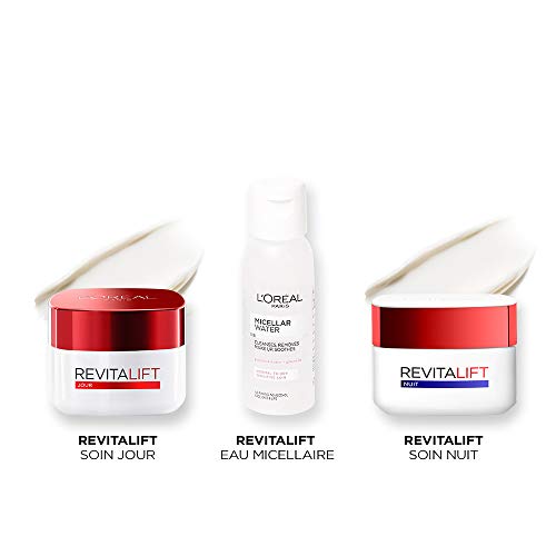 L'Oréal Paris - Coffret Routine Anti-Rides : Mini Eau Micellaire + Soin Hydratant Jour Revitalift + Soin Hydratant Nuit Revitalift