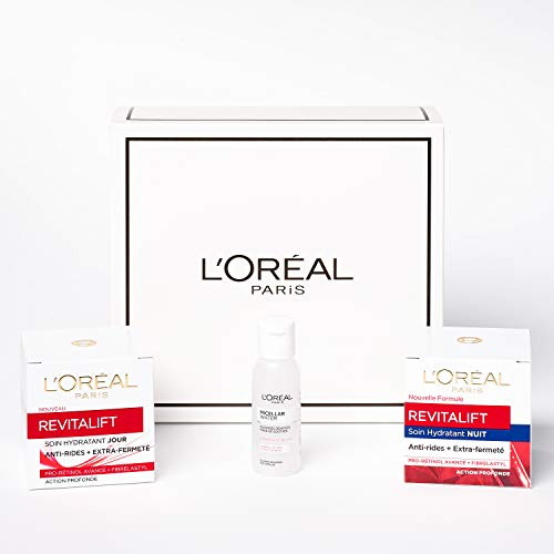 L'Oréal Paris - Coffret Routine Anti-Rides : Mini Eau Micellaire + Soin Hydratant Jour Revitalift + Soin Hydratant Nuit Revitalift