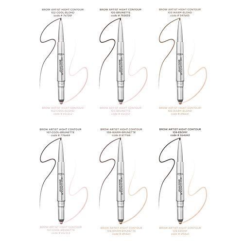L’Oréal Paris Make-Up Designer LMU Brow Art.HighDefiner Nu 109 ebony - Lápices de cejas (Marrón, Ebony, #654321, 8 mm, 8 mm, 140 mm)