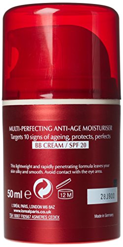 L'oreal - Revitalift repair 10 bb cream, crema anti - arrugas de día con, factor de protección solar 20, tono medio, 50 ml