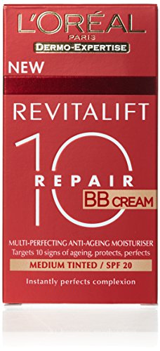 L'oreal - Revitalift repair 10 bb cream, crema anti - arrugas de día con, factor de protección solar 20, tono medio, 50 ml