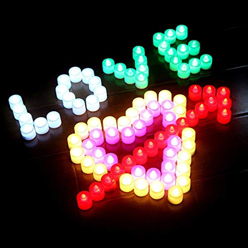 Lorenlli Luz de vela sin llama con pilas reutilizable LED Lámpara de luz de cortejo de fiesta de cumpleaños romántica y colorida