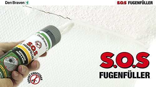 Los Braven SOS Fugenfüller 200 ml, Reparaturspachtel, lluvia y wetterresistent, alta Fertigspachtel Made in Germany, sabe, 4016960014977