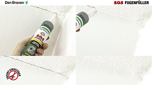 Los Braven SOS Fugenfüller 200 ml, Reparaturspachtel, lluvia y wetterresistent, alta Fertigspachtel Made in Germany, sabe, 4016960014977