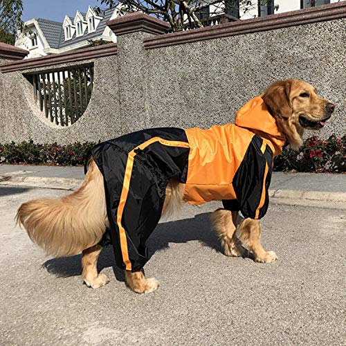 Los Perros Mascota Cuatro Patas del Impermeable a Prueba de Agua al Aire Libre Ropa de Deporte con Capucha para los Suministros del día lluvioso para Mascotas, Amarillo, L