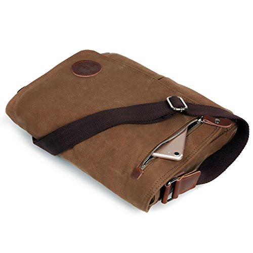 LOSMILE Bolsa Bandolera de Tela de Lona para Hombre A Caqui,Unisex Vintage Canvas Bolso de Hombro para Messenger Bag para Trabajo Uni Viaje Deporte. (Marrón)