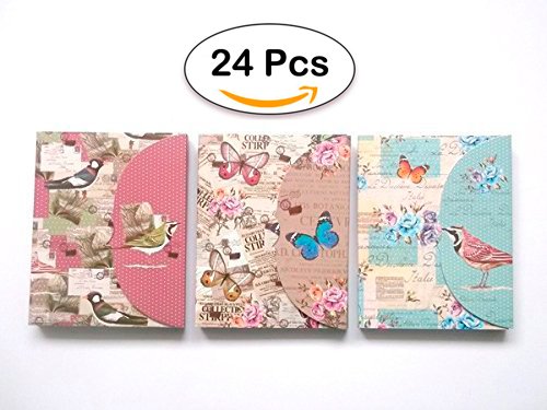 Lote 24 Bloc de Notas con Bolígrafo"Butterfly" - Detalles, Regalos y Recuerdos para Bodas Originales y Baratos. Libretas, Libretitas Retro, Vintage para regalos de Cumpleaños