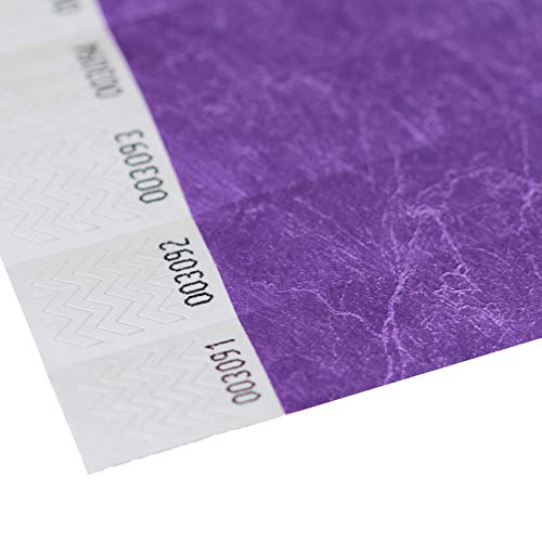 Lote de 100 pulseras de papel tyvek de 19 mm para eventos, festivales - A prueba de rasgaduras y personalizables - 12 colores disponibles (Púrpura)