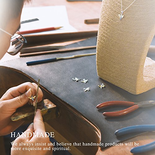 Lotus Fun - Collar de plata de ley S925 con colgante de abeja de abeja con collares de cadena de eslabones de 43 cm, hecho a mano de joyería única regalo para mujeres y niñas