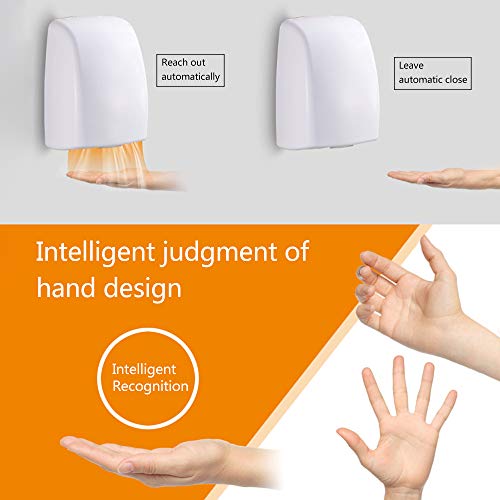 Lovebay Secador de Manos - Secador de Manos de Alta Velocidad Cero Segundo Automático Lnicio Rápido IPX1 Impermeable 5s Secado Rápido Hogar, Comercial Blanco (Viento Frío y Cálido)