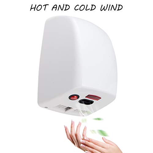 Lovebay Secador de Manos - Secador de Manos de Alta Velocidad Cero Segundo Automático Lnicio Rápido IPX1 Impermeable 5s Secado Rápido Hogar, Comercial Blanco (Viento Frío y Cálido)