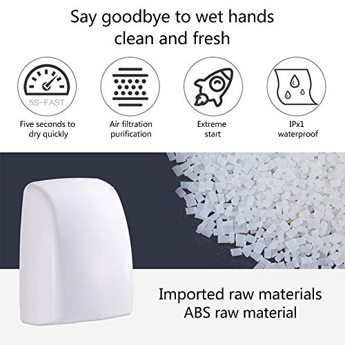 Lovebay Secador de Manos - Secador de Manos de Alta Velocidad Cero Segundo Automático Lnicio Rápido IPX1 Impermeable 5s Secado Rápido Hogar, Comercial Blanco (Viento Frío y Cálido)