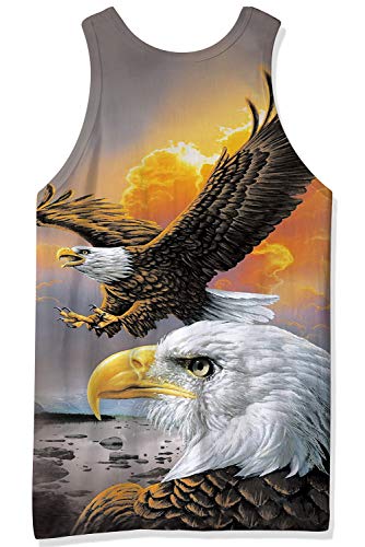 Loveternal Hombre Alas águila sin Mangas Camiseta 3D Patrón Impreso Casual Fresco Músculo Shirt M