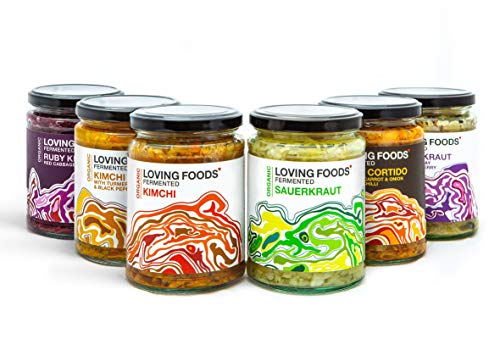 Loving Foods Orgánico Chucrut & Kimchi Mixto (500g) CRUDO | SIN PASTEURIZAR | VIVO (6 x Jars - Mixto)