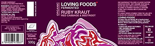 Loving Foods Orgánico Ruby Kraut (500g) CRUDO | SIN PASTEURIZAR | VIVO (6 x Jars)