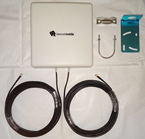 LOW COST MOBILE Antena 5G Panel Direccional 15dBi 3500MHz Negro Cable LMR200 Conector SMA para routers, hotspots y módem 5G blanco 10 m