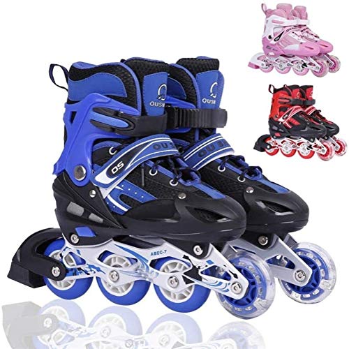 LQ Patines en Línea Niños Niños Precioso Estable Equilibrio Slalom Paralelo Zapatos del Rodillo Intermitente del Patín De Hielo De 3/6/7/10 Años, 3 Colores (Color : Blue, Size : S (26-33))